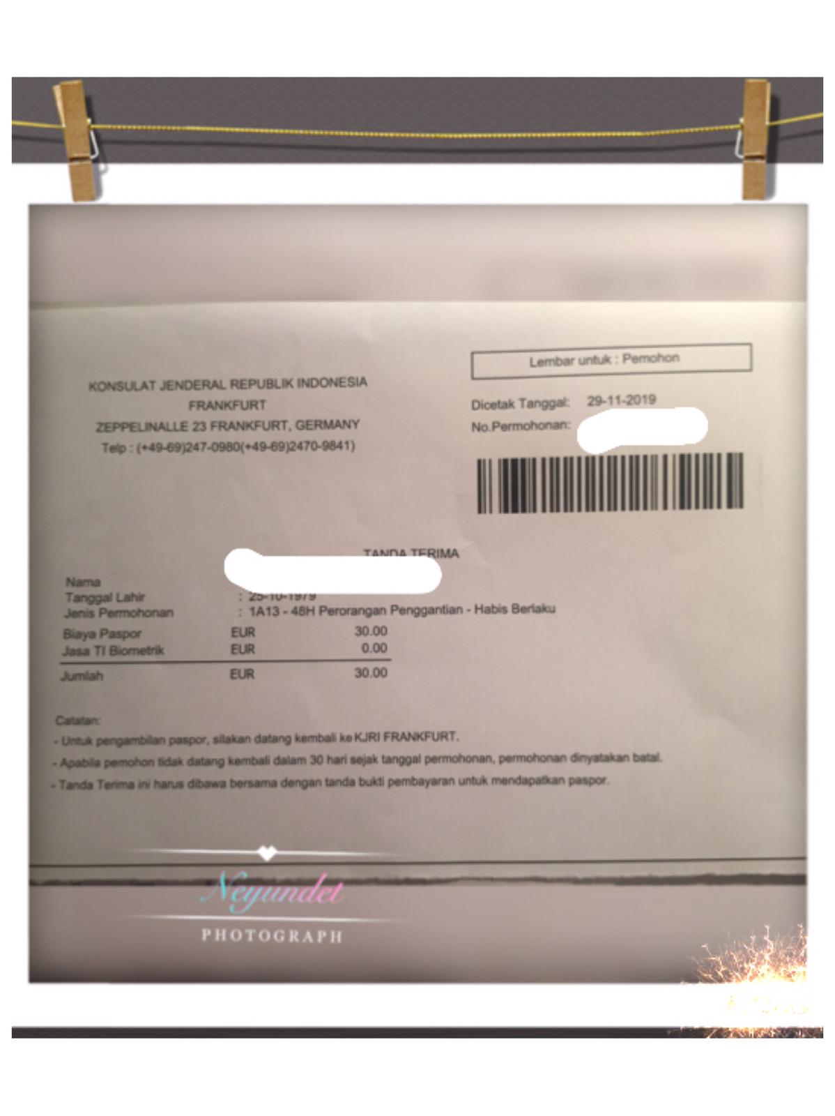 Ney und Et Perpanjangan Paspor di KJRI Frankfurt , Jerman