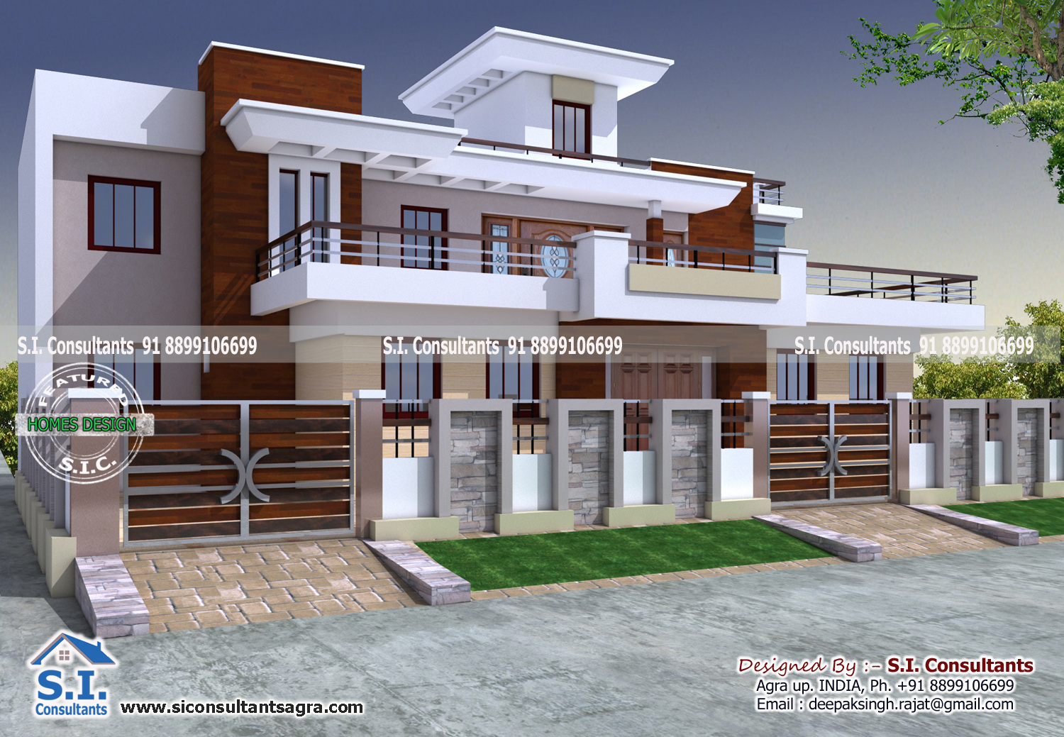 S.I. consultants: 68x60 Modern style India house plan
