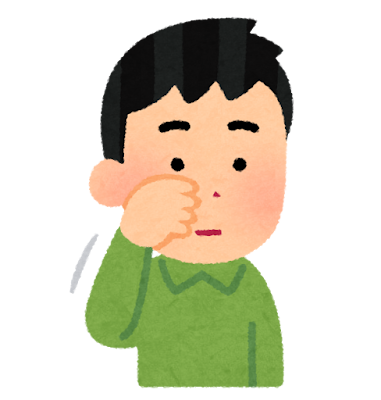 顔を触る人のイラスト（男性）