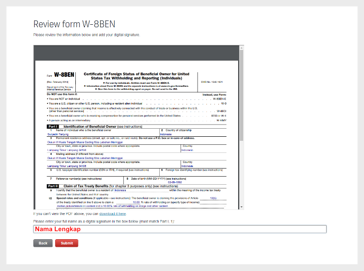 Cara Mengisi Form Tax W8BEN Shutterstock surtan.id