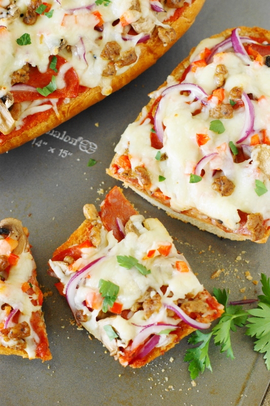 Easy Supreme French Bread Pizza The Kitchen is My Playground