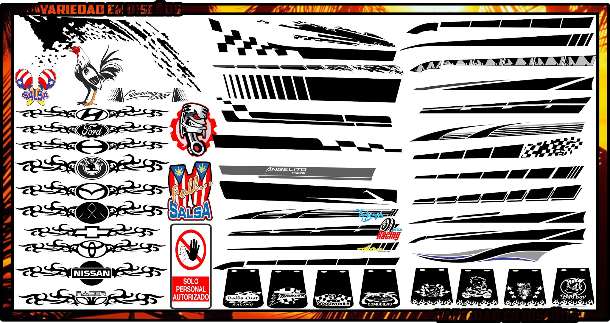 Franjas para autos Vectores para plotter de corte - LitoStickers