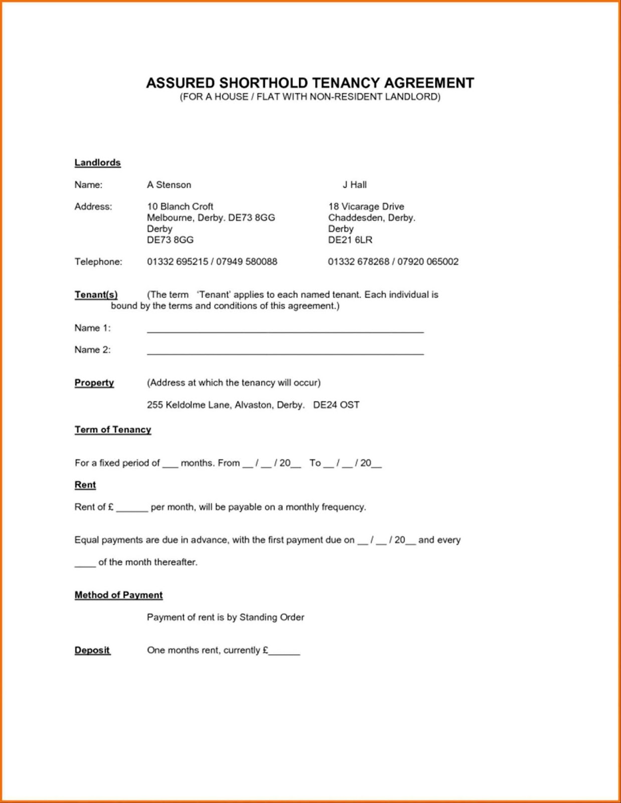 22 Fresh Home Rental Lease Agreement Form Pertaining To assured short term tenancy agreement template