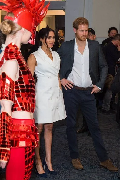 Meghan Markle wore a white blazer dress by Maggie Marilyn which is a New Zealand based fashion brand. Maggie Marilyn Leap of Faith Blazer