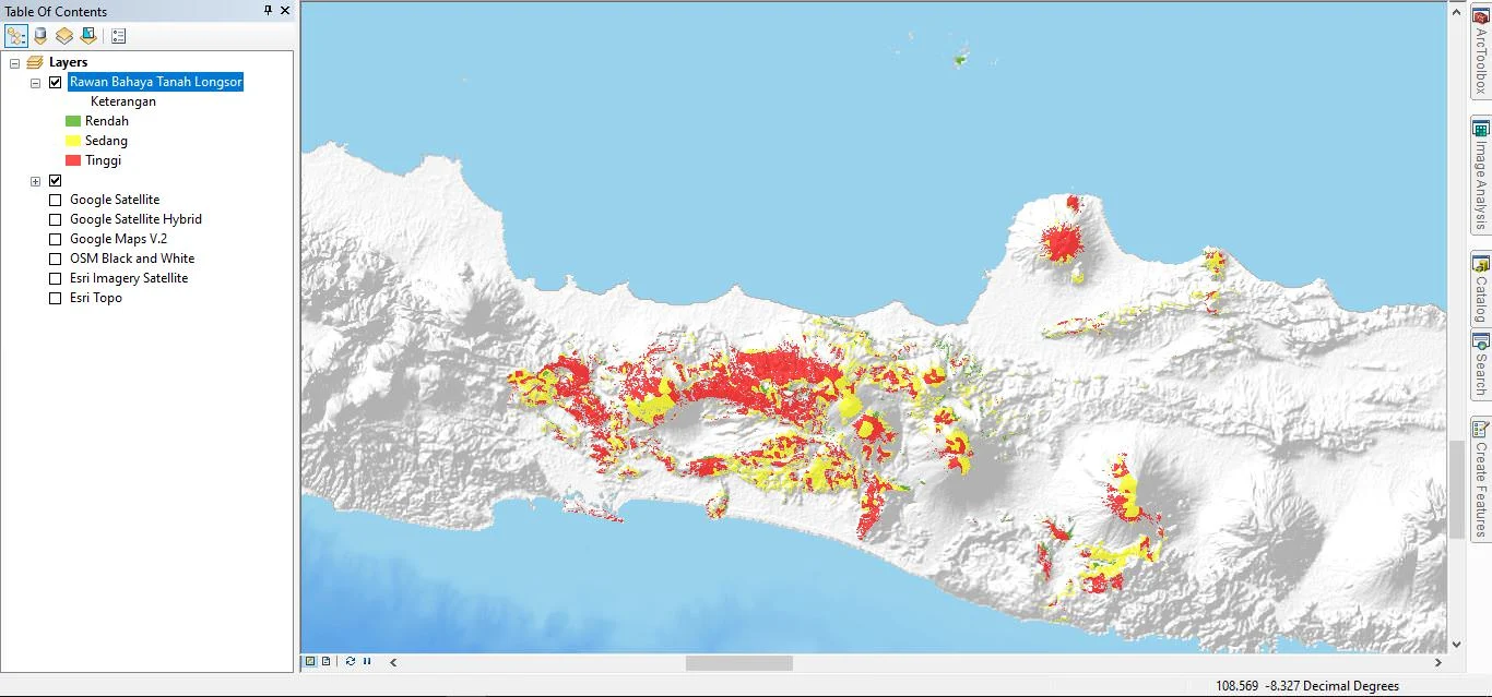 Shapefile Peta Bahaya Tanah Longsor