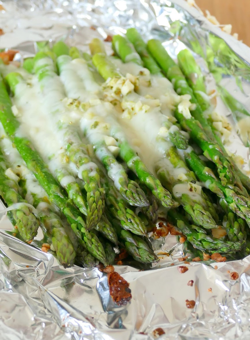 Grill or Oven Foil Pack Cheesy Garlic Asparagus Recipe
