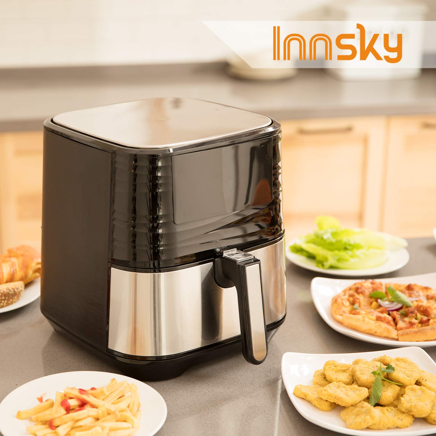 Fryers Innsky Air Fryer XL 5.8QT 1700W Electric Stainless Steel Air