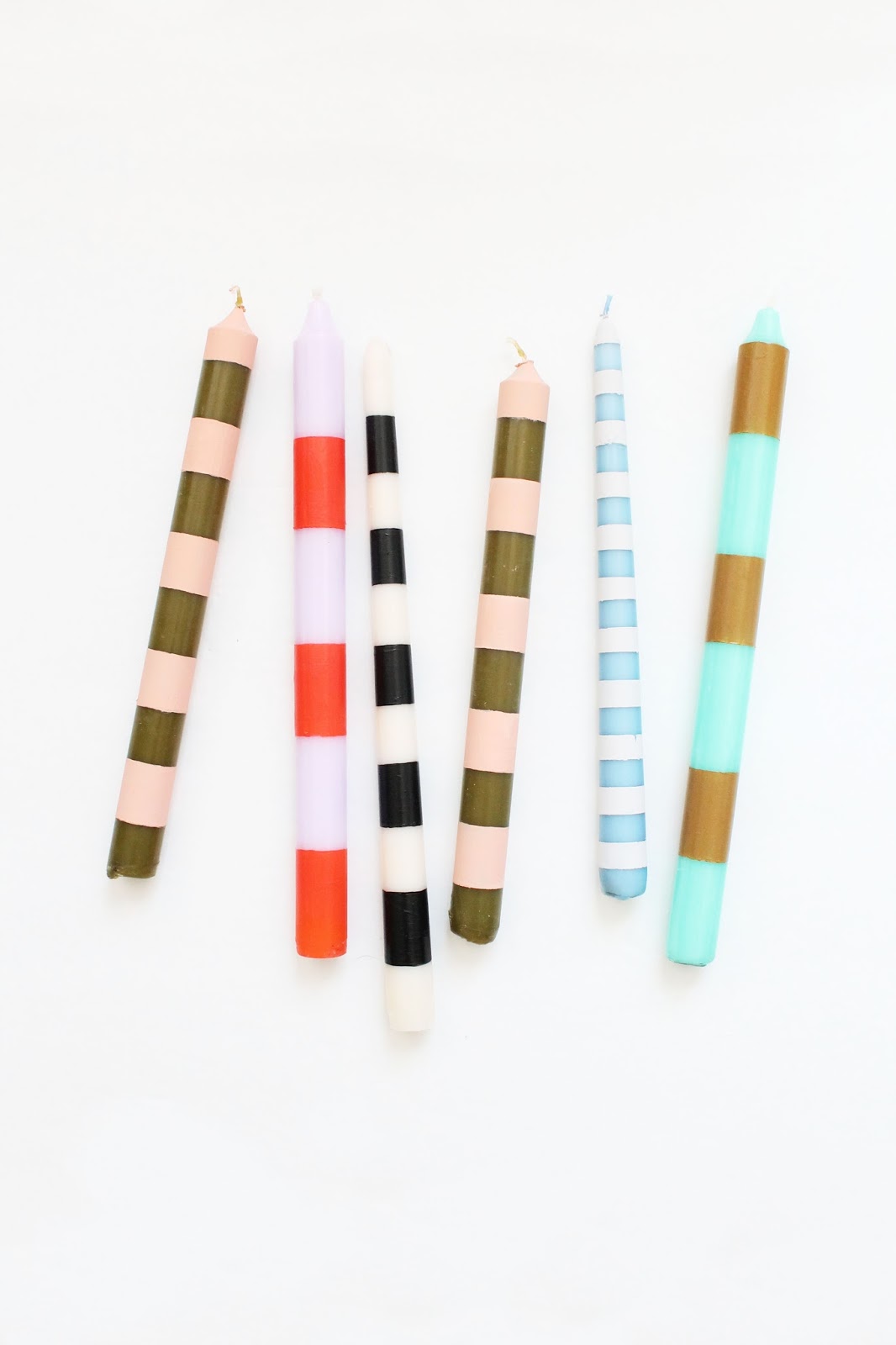 Striped Taper Candles LINDSEY CRAFTER
