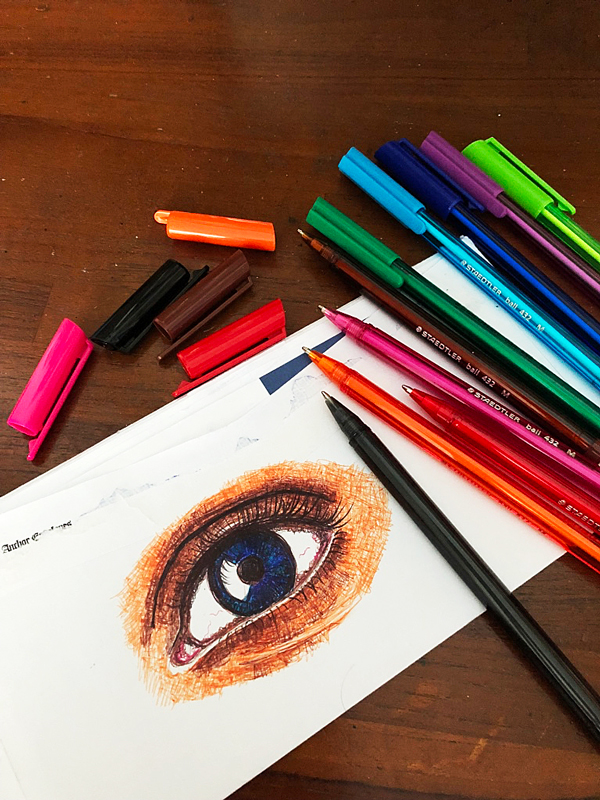 Do More With Less First Attempt At A Ballpoint Pen Eye Drawing Using Staedtler Ballpoint Pens