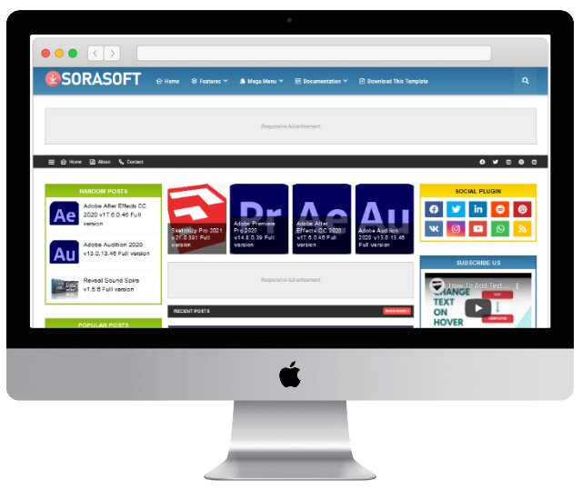 SoraSoft Blogger template is a uniquely designed premium looking Blogspot theme with a stylish and responsive layout