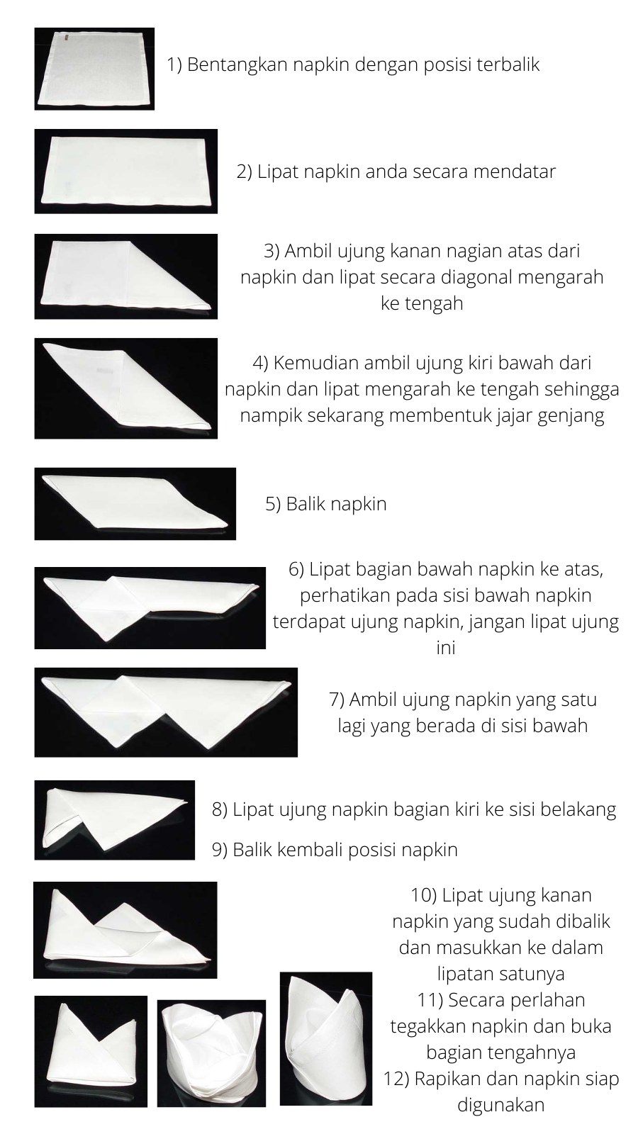 7 Macam Napkin Folding untuk Menambah Keindahan Dining Sajian Kira