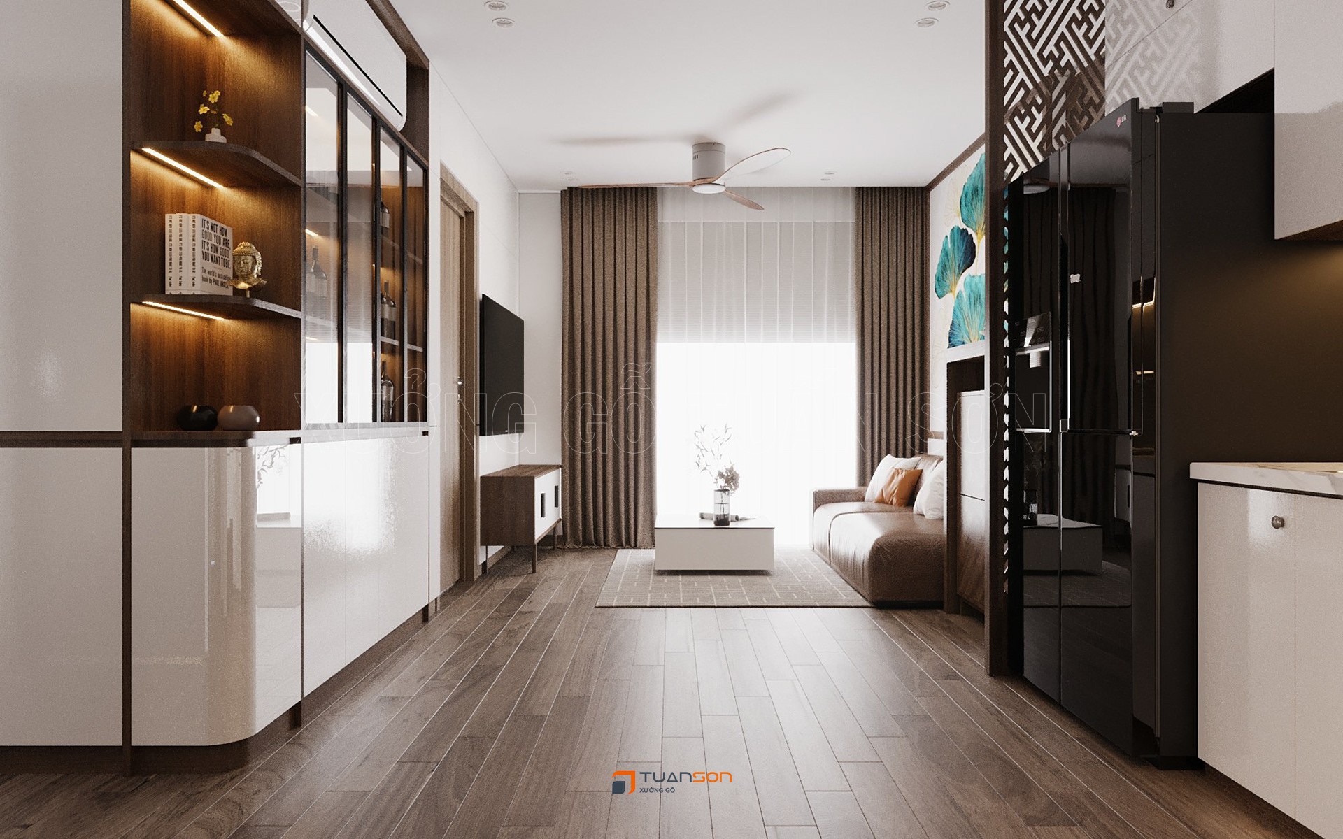 Thiết kế nội thất căn hộ 2PN+2WC (62m2) S1.01 Vinhomes Ocean Park Gia Lâm