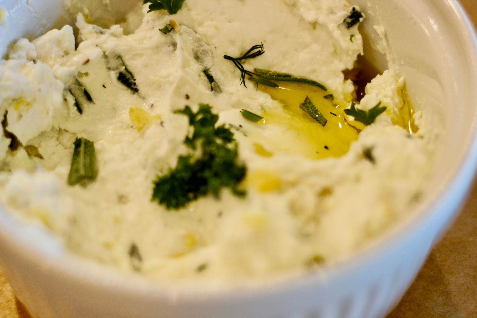 15009 Farmhouse Herbed Lemon Goat Cheese Dip with Toasted Baguette