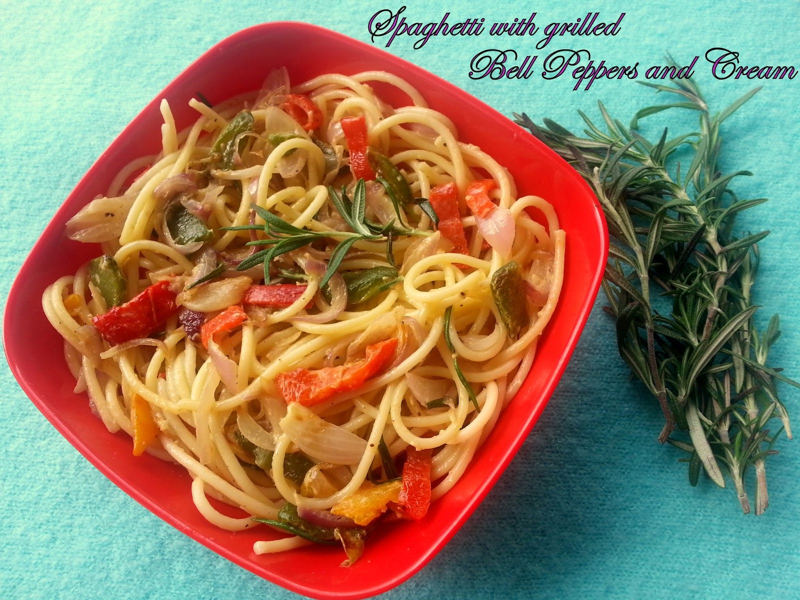 Annapurna Spaghetti with Grilled Bell Peppers and Cream / Vegetarian