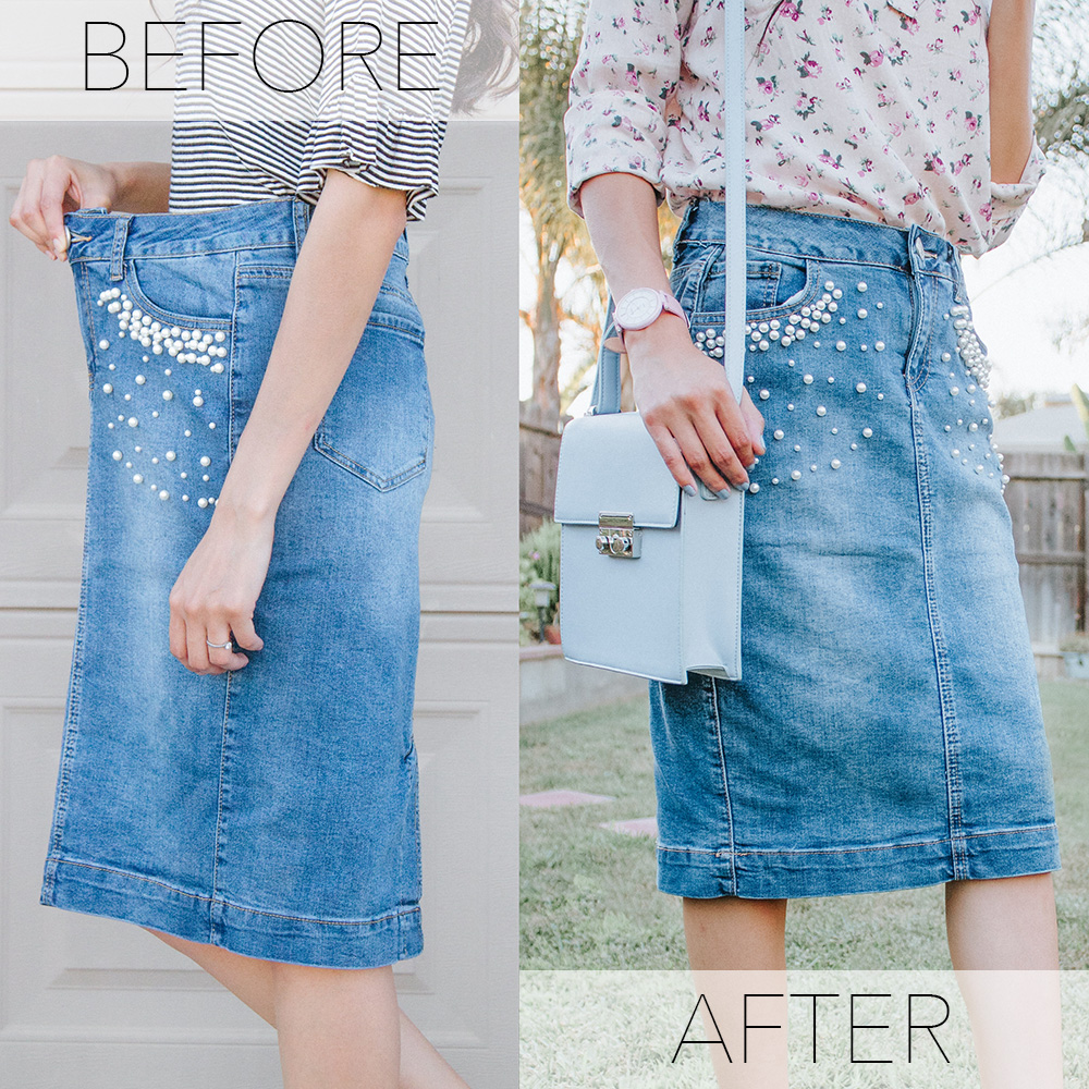 Distressed Jeans Diy Ripped Denim Skirt Stock Photo 2318189577 |  Shutterstock
