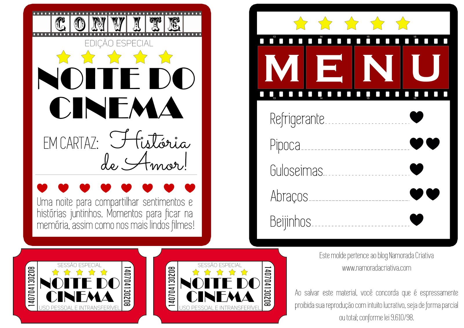 Diy de Dia dos Namorados Kit Cinema em Casa á dois