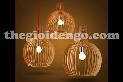 Thế giới đèn gỗ - Đèn gỗ trang trí bầu tròn lớn 5