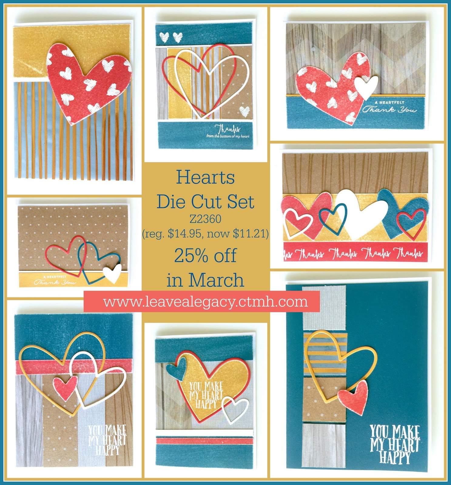 Karen Pedersen Thank You Cards with Hearts Die Cuts