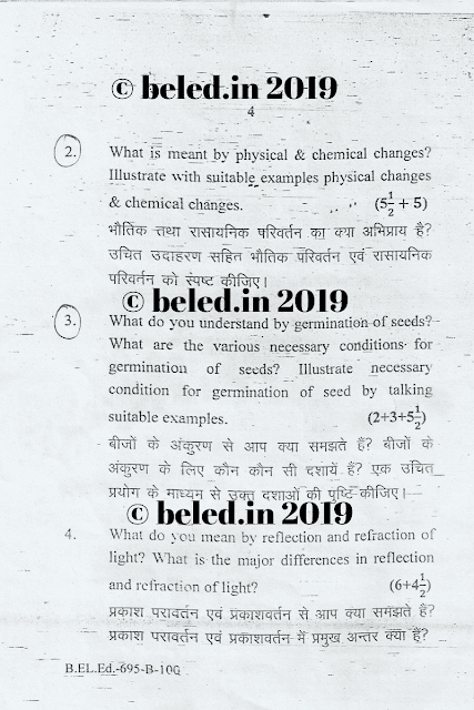 B.EL.Ed Question Paper Year 1 Core natural science 2011 