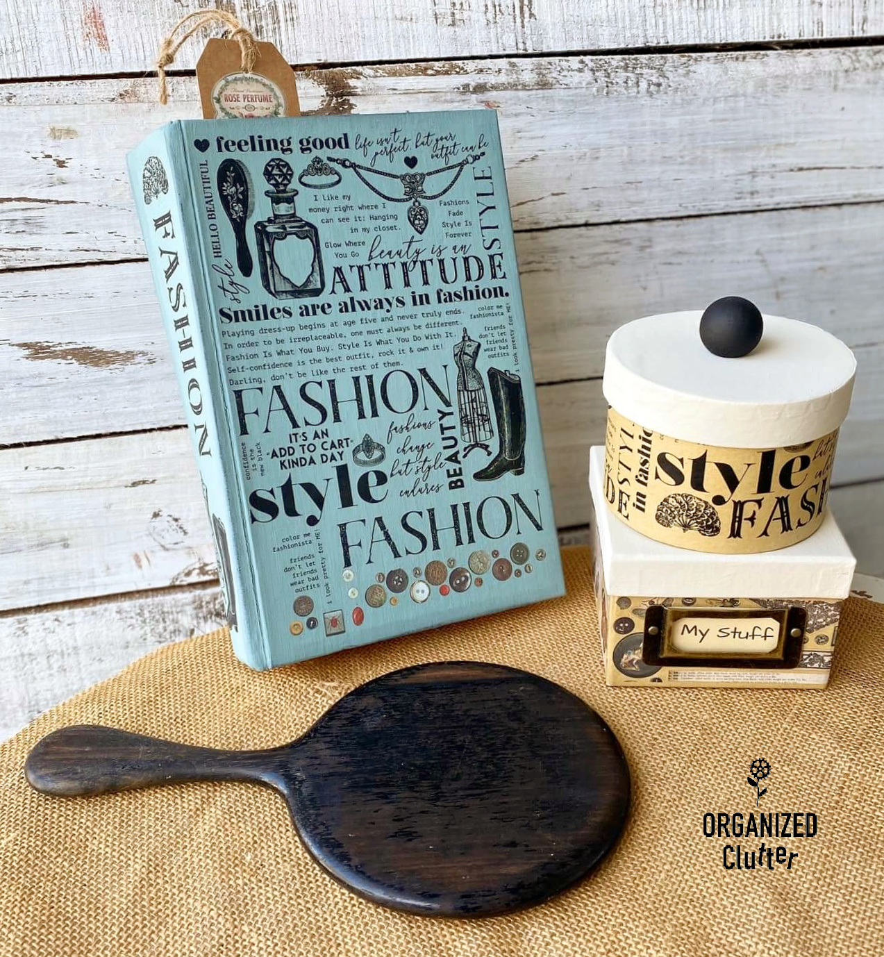 More Paper Mache Box Upcycles With Dollar Tree Rub On Transfers