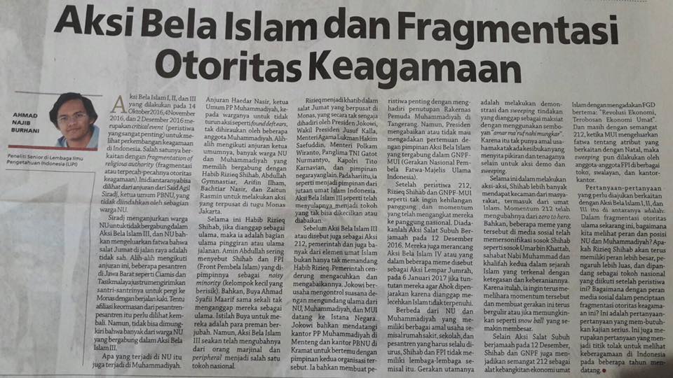 Muhammadiyah Studies Aksi Bela Islam dan Fragmentasi 