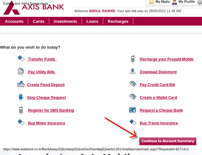 How to check axis forex card balance