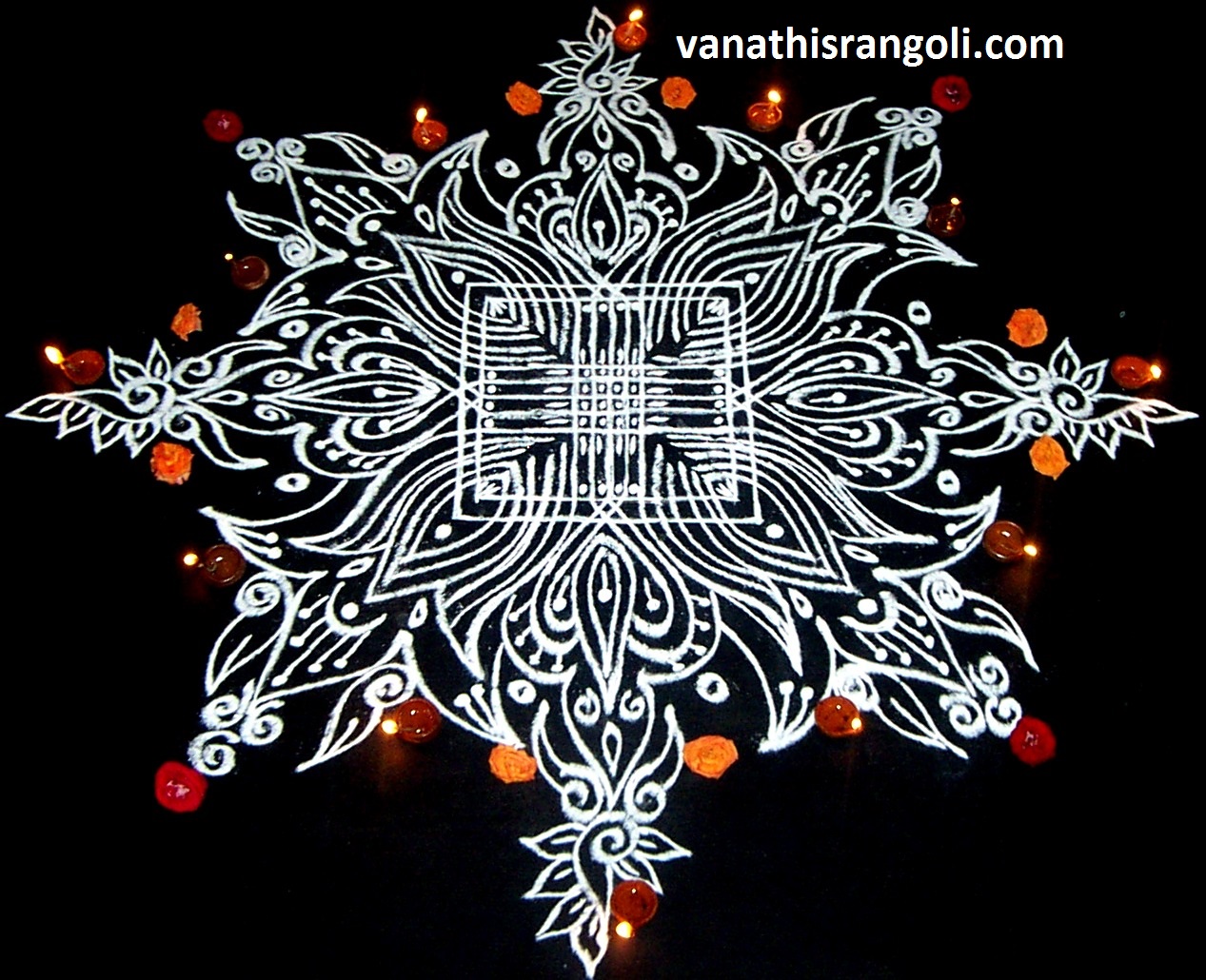 Vanathi's Rangoli / Kolangal Simple Rice Powder Rangoli For any