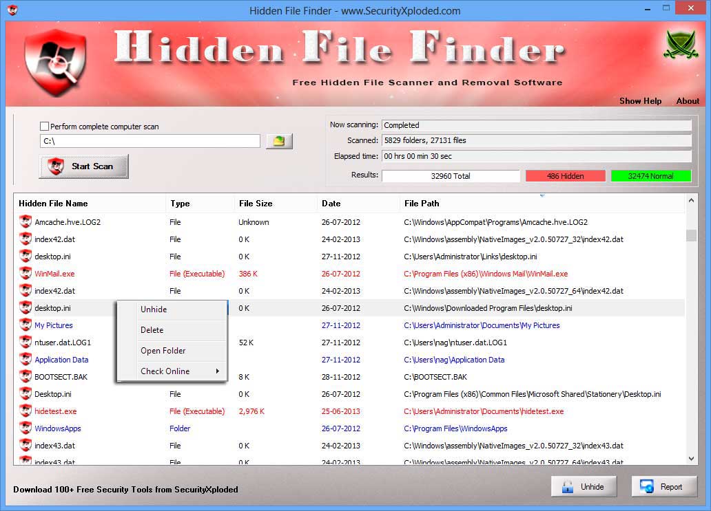[Hidden File Finder v2.5] Tool to Find and Unhide/Remove all the Hidden
