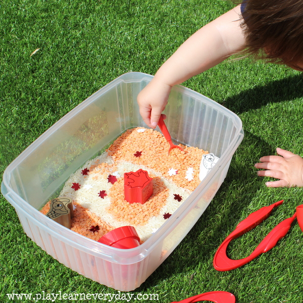 Canada Day Sensory Bin Play and Learn Every Day