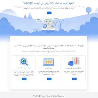 لقطة شاشة للصفحة الرئيسية لمجموعة خدمات بحث Google