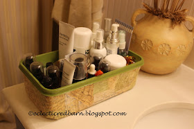 Eclectic Red Barn: Decorated Swiffer container with skin products