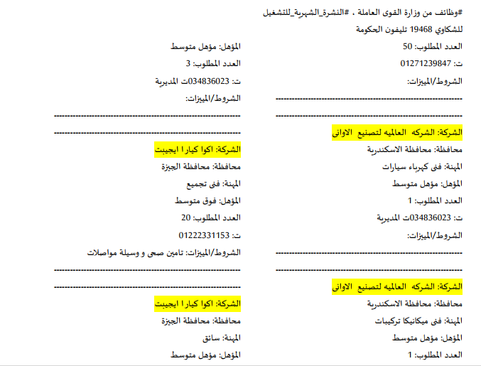 رسمياً - الاعلان عن اكثر من 18000 وظيفة اغسطس 2017 للمؤهلات العليا والمعاهد والدبلومات والاعدادية والابتدائية بالمحافظات
