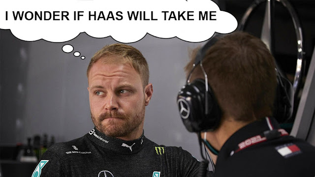 Bottas looking pensive, thinking "I wonder if Haas will take me"