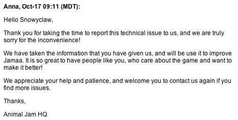 Animal Jam Spirit Blog: AJHQ Feedback