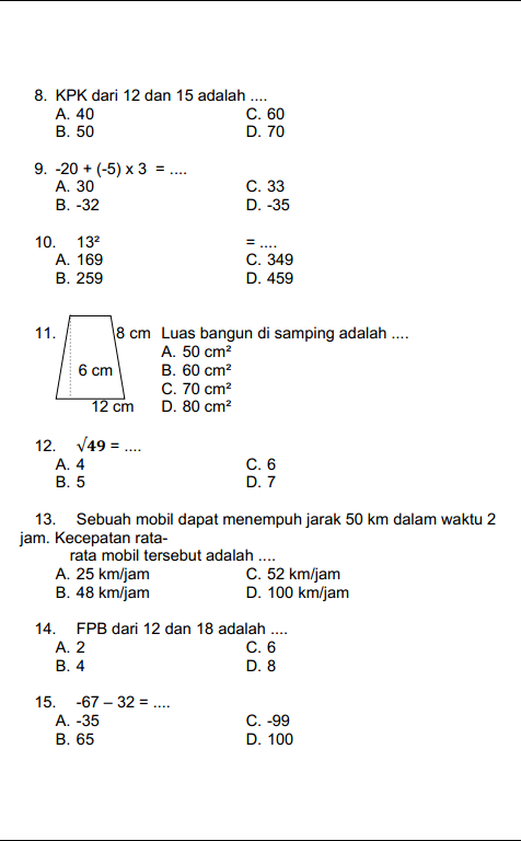 matematika kelas 5 semester 1