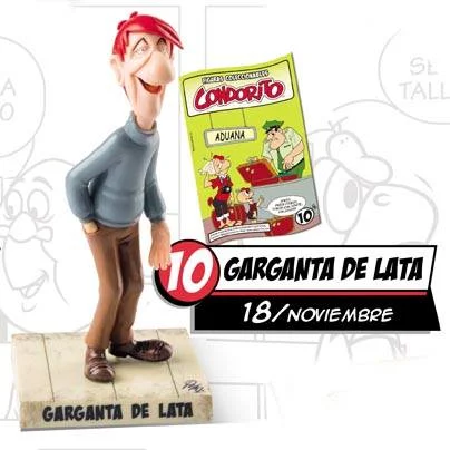 colección condorito y sus amigos, figura de garganta de lata