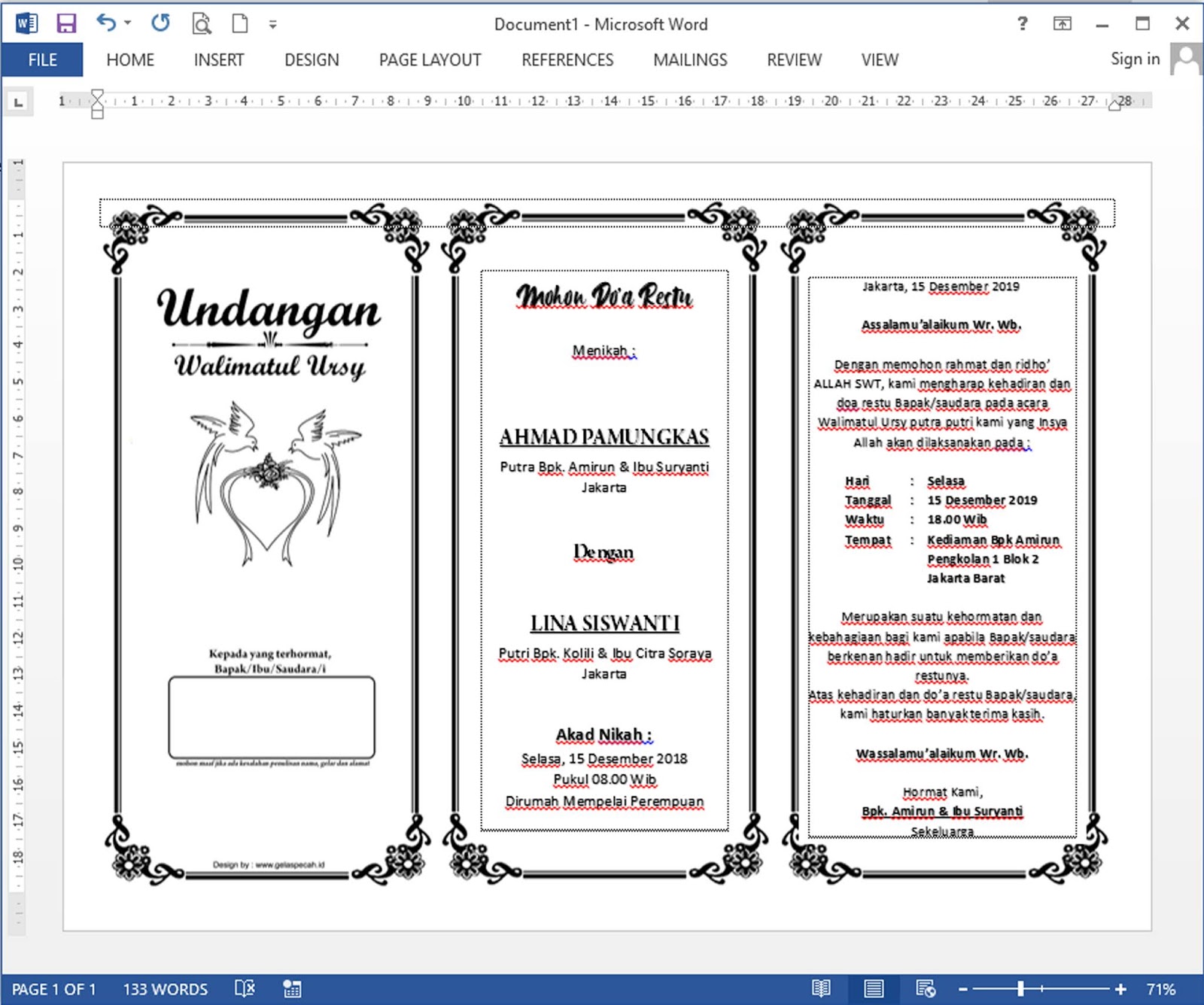 Download Template Label Undangan Pernikahan Ms Word Langsung Download