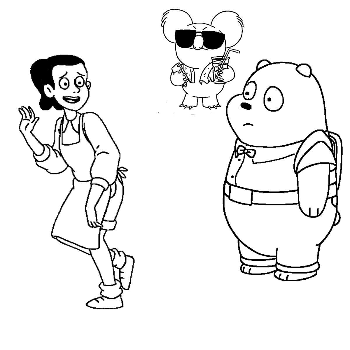 We Bare Bears Drawing | We Bare Bears Coloring Pages | Outline Vector