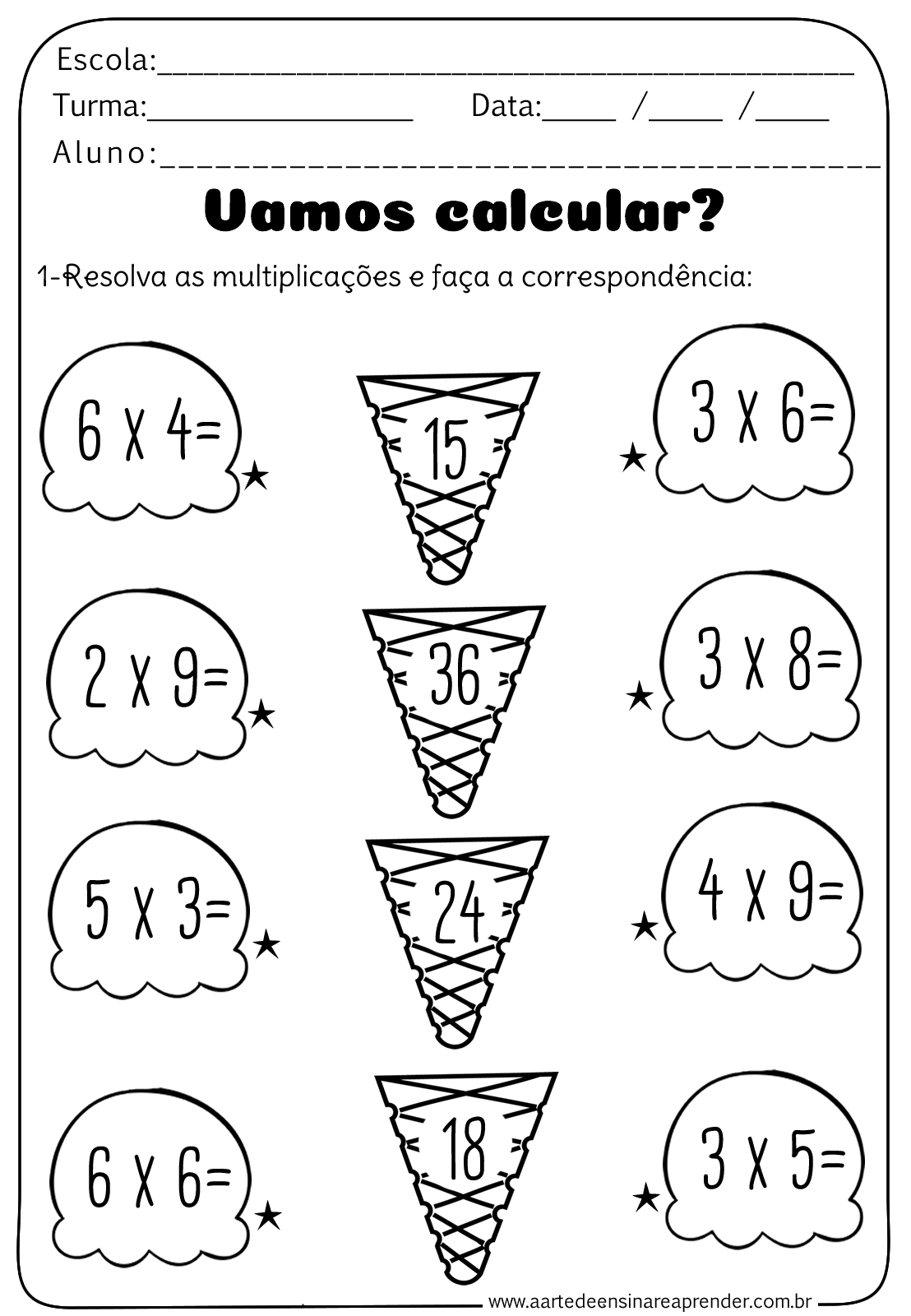 Atividade Pronta Multiplicação A Arte De Ensinar E Aprender