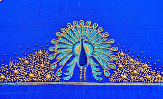 Peacock embroidery with tracing paper