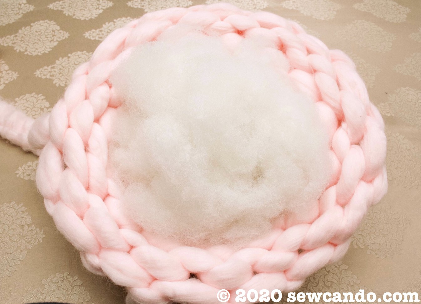 Sew Can Do Easy Project Love Hand Knit Round Pouf Pillow