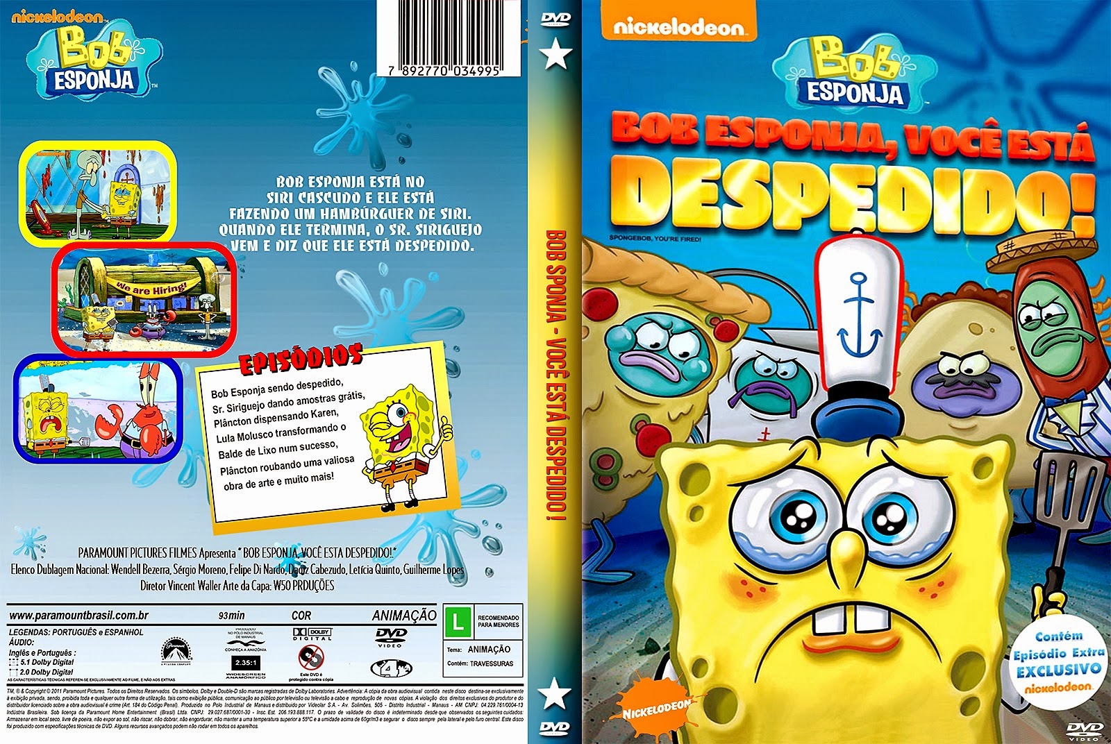 Capas Brasil Grátis 2 Bob Esponja, Você Está Despedido! DVD Capa