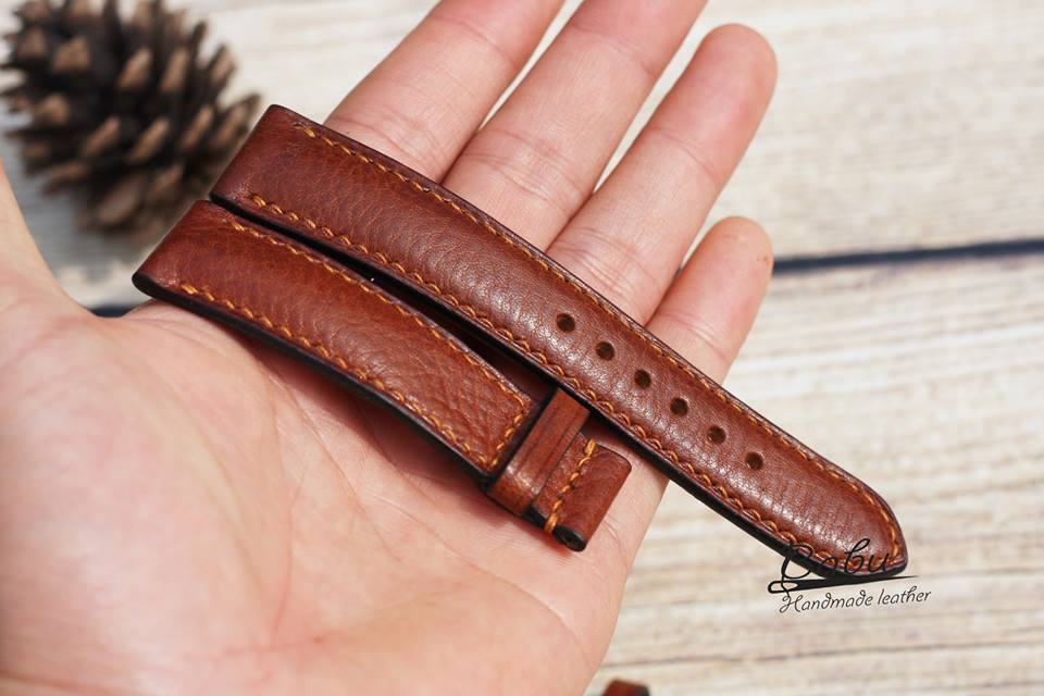 Brown Vachetta Leather watch strap, Handstitched, Handmade Watch Strap 24mm 22mm 20mm 18mm 16mm ...
