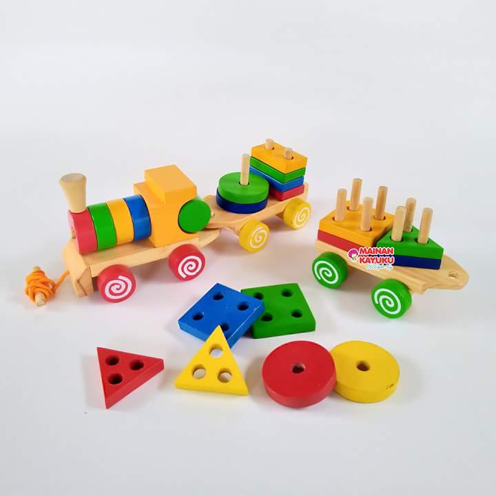 Mainan Kereta Kayu Geometri - SEBUTIK EDUTOYS