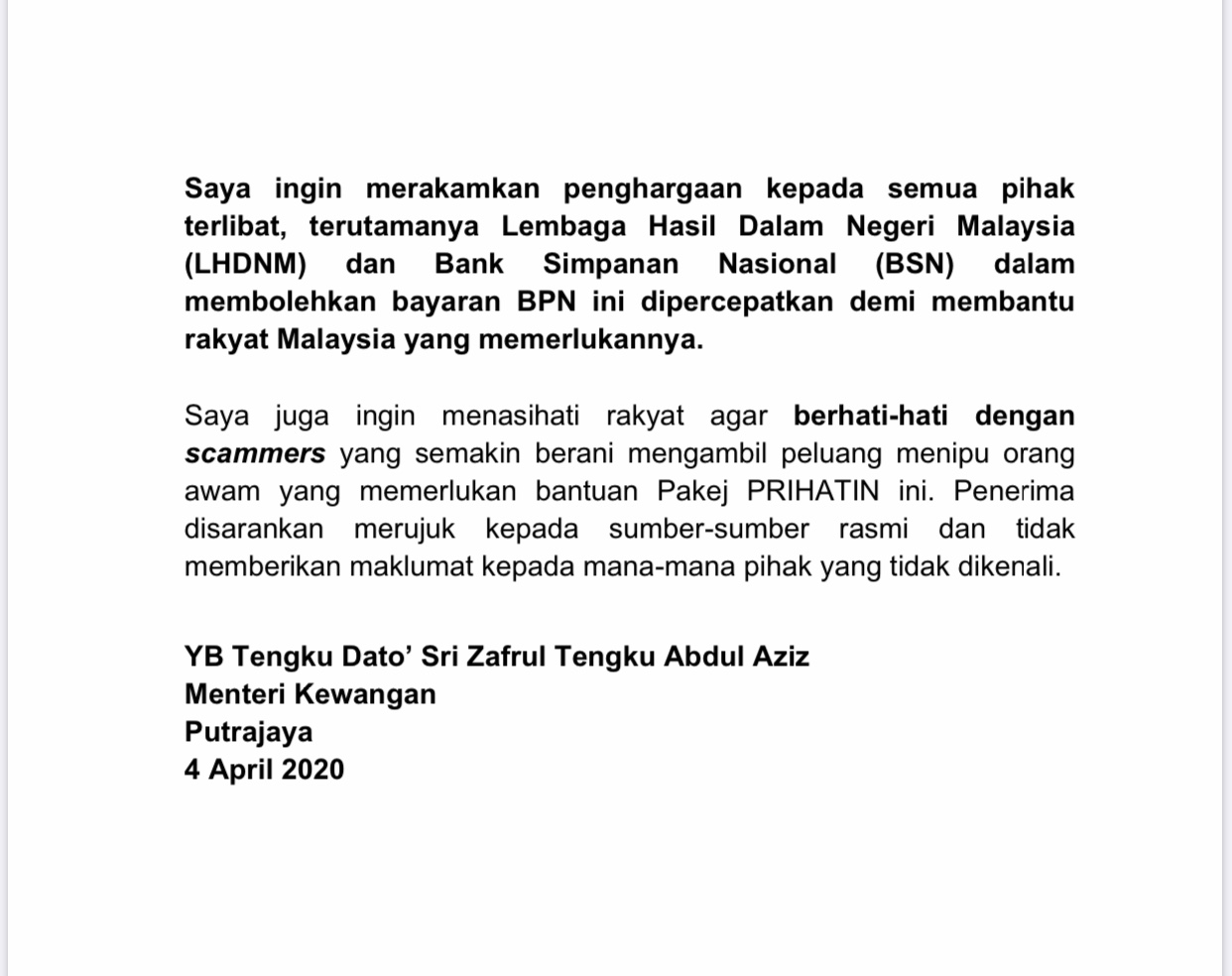 Tarikh Pembayaran BPN April Tarikh Pembayaran BPN April