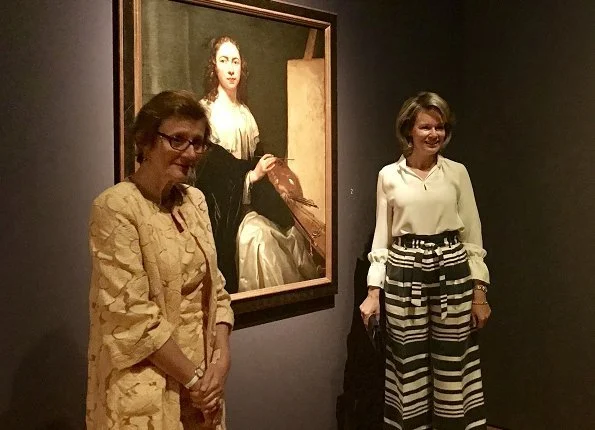 Queen Mathilde of Belgium visited 'Rubens: The Master Lives' exhibition held at the Peter Paul Rubens House in the Antwerp M HKA museum. Natan trousers