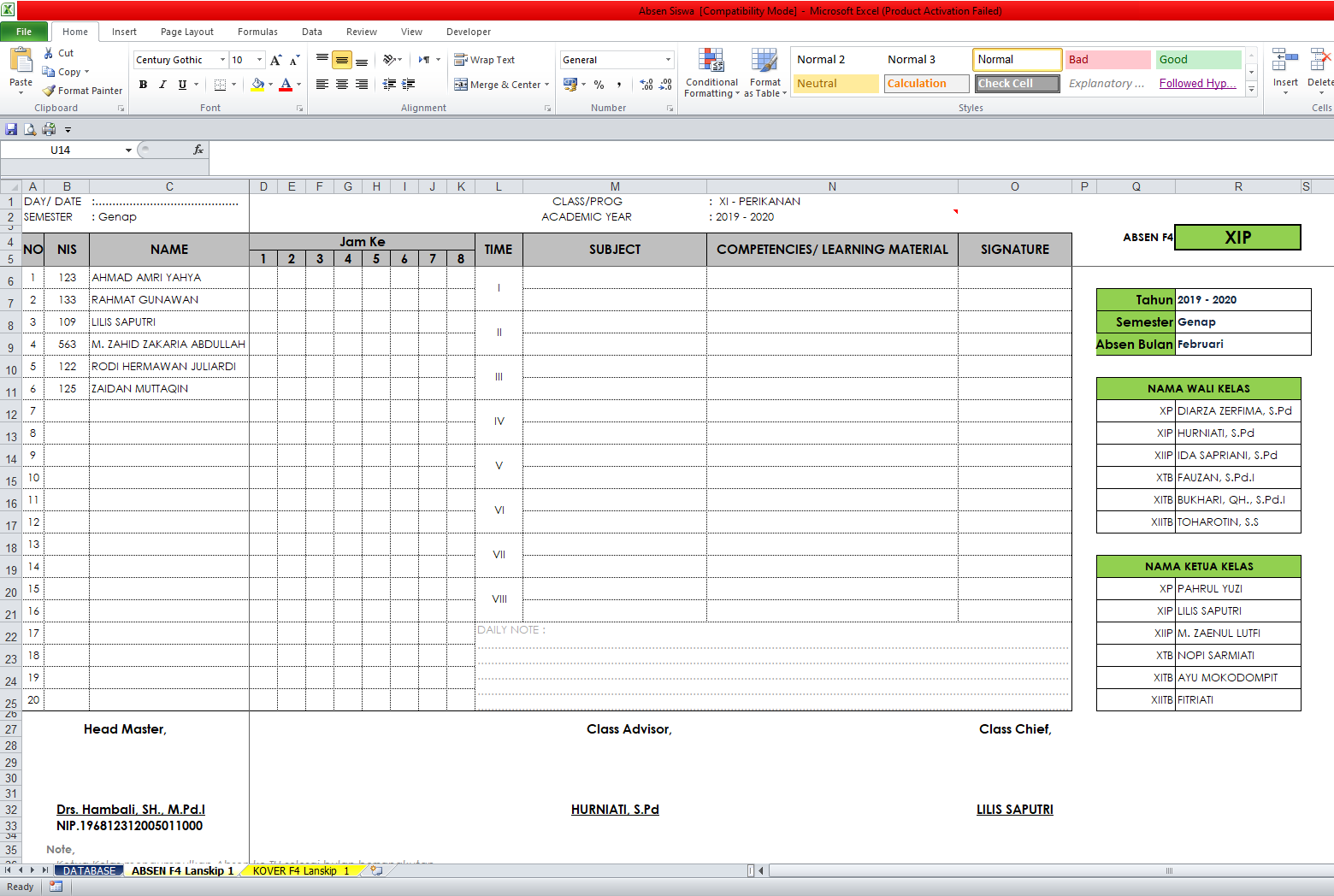 Aplikasi Data Siswa Excel