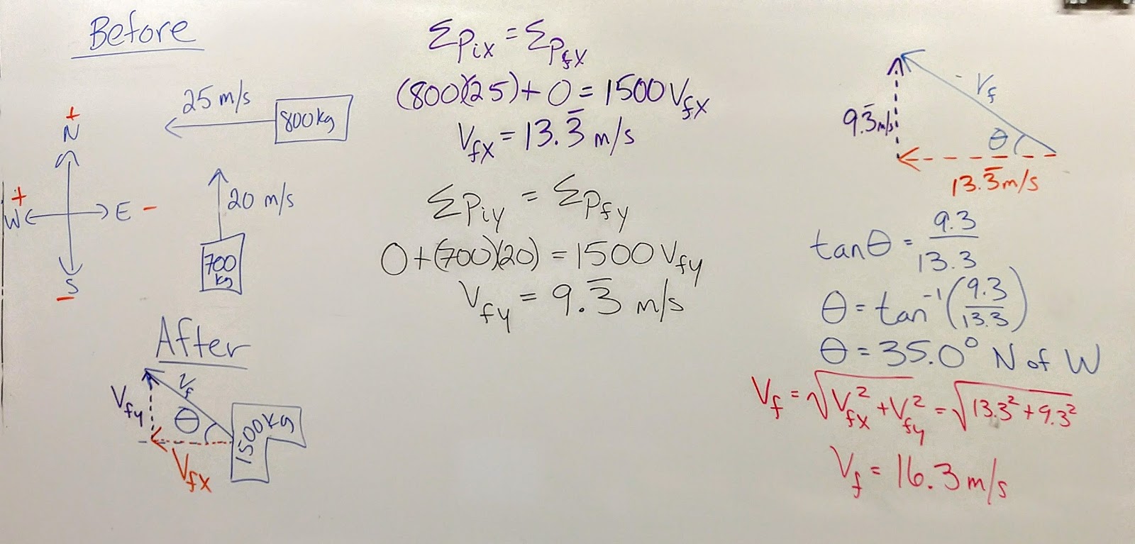 Volkening's Physics Classes: Momentum in 2 Dimensions