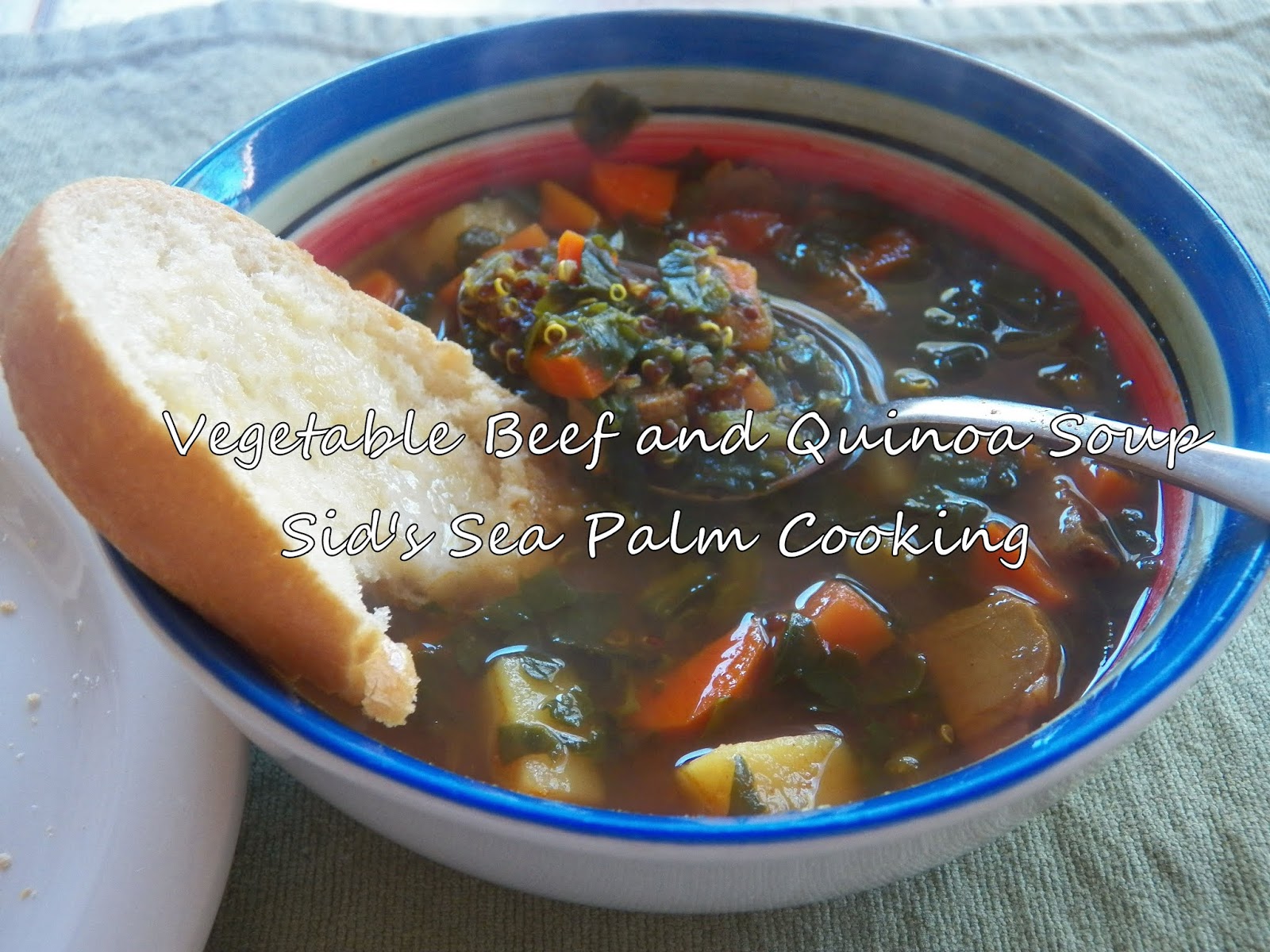 Vegetable Beef and Quinoa Soup for SoupSaturdaySwappers Sid's Sea
