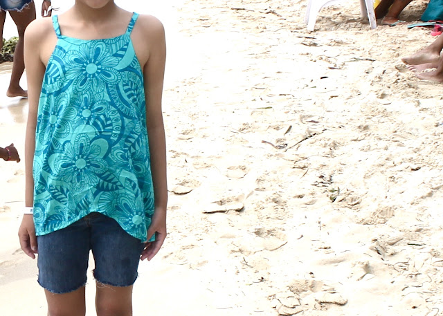 Child's teal voile camisole made from the Oliver+S Pinwheel Tunic + Slip Dress sewing pattern.